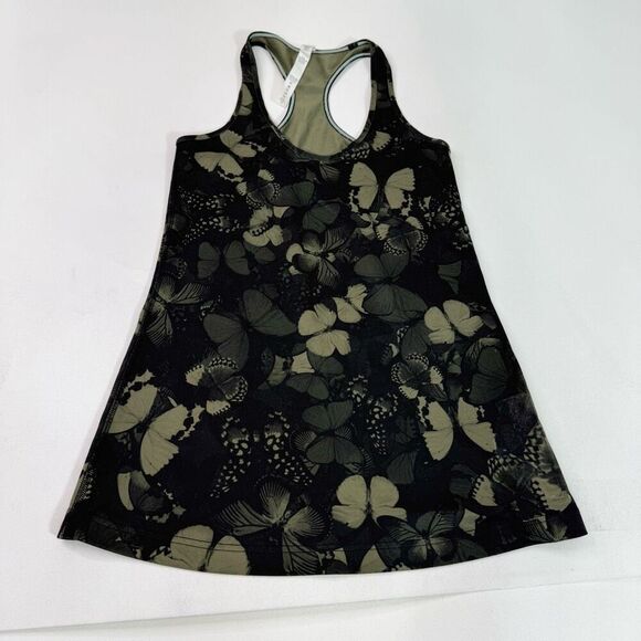 Lululemon Tank Top Womens 8 Green Biggie So Butterfly Cool Racerback Light Luon - Picture 1 of 9